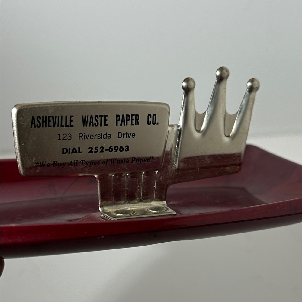Red and Silver vintage never used “retro” style ashtray.